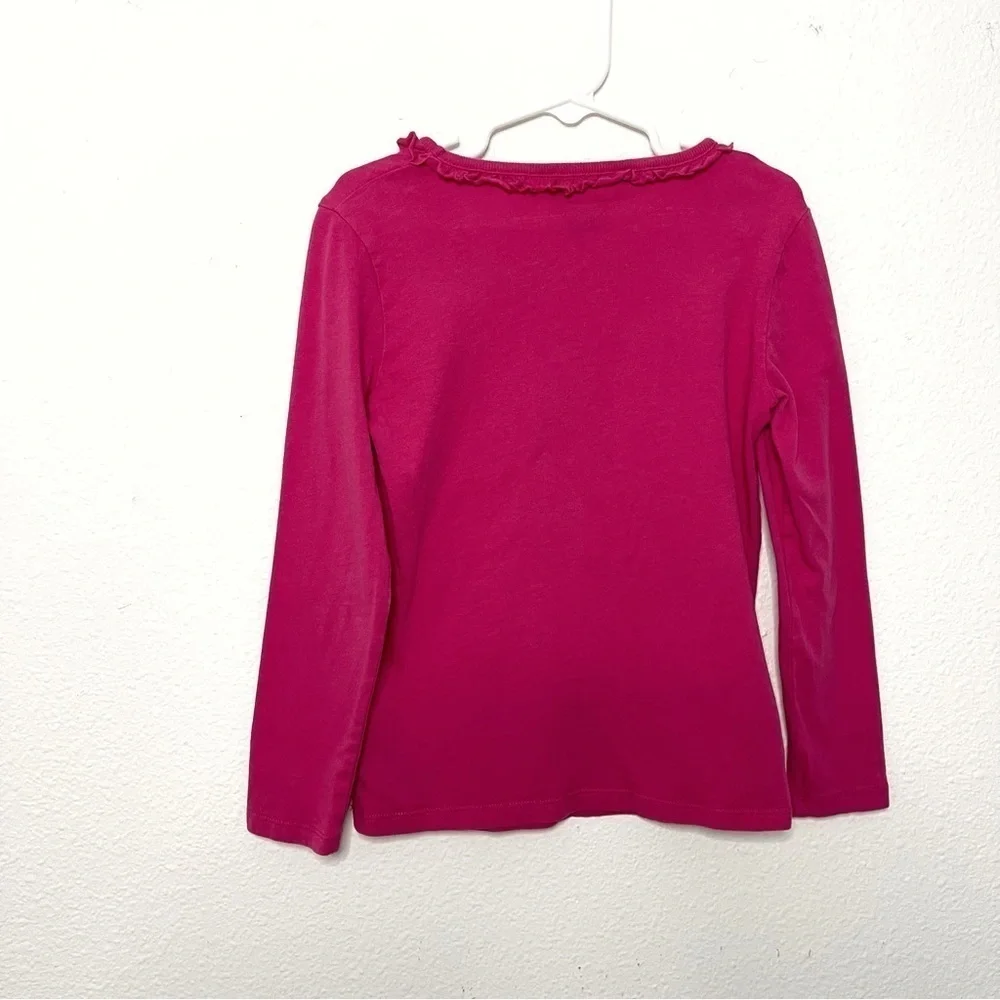 Ralph Lauren girls ruffled neck hot pink long sleeve tshirt size 6